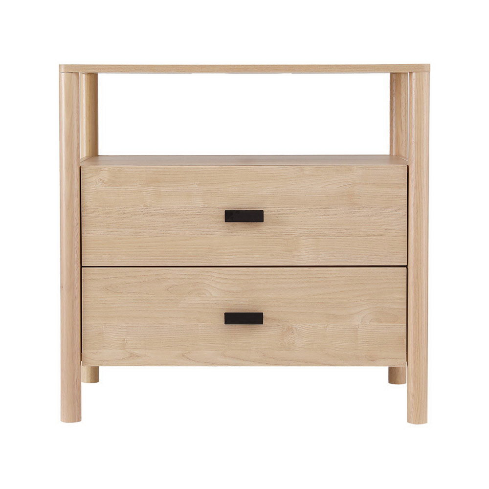 Artiss Bedside Table Nightstand 2 Drawers - Pine FUR-T-BS-03-WD
