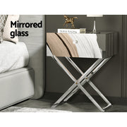 Artiss Mirrored Bedside Table Drawers Side Table Storage Nightstand Silver MOCO FUR-T-BS-MR-01-SR