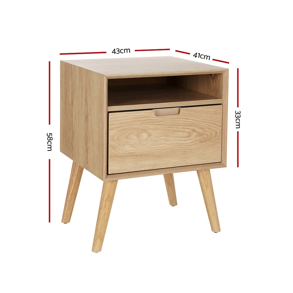 Artiss Bedside Table Drawers Side Table Shelf Storage Cabinet Nightstand GORR FUR-T-BS01-1D1S-WD