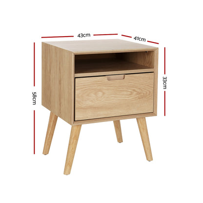 Artiss Bedside Table Drawers Side Table Shelf Storage Cabinet Nightstand GORR FUR-T-BS01-1D1S-WD