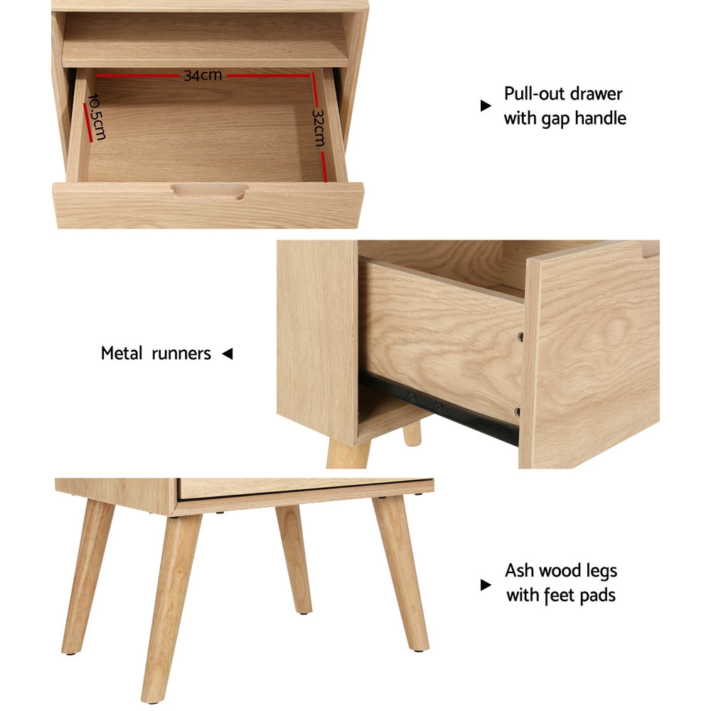 Artiss Bedside Table Drawers Side Table Shelf Storage Cabinet Nightstand GORR FUR-T-BS01-1D1S-WD