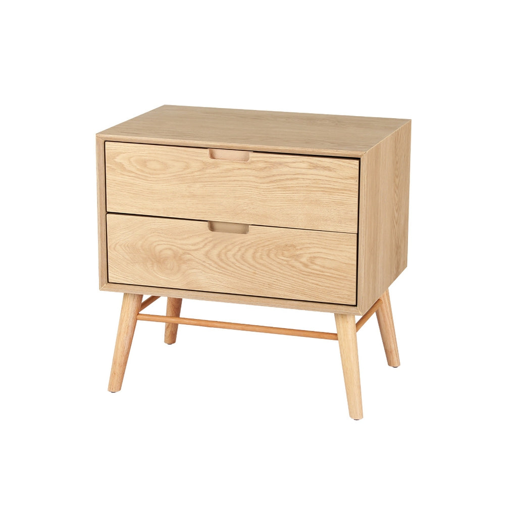 Artiss Bedside Table Drawers Side End Table Storage Cabinet Nightstand Oak GINO FUR-T-BS02-2D-WD