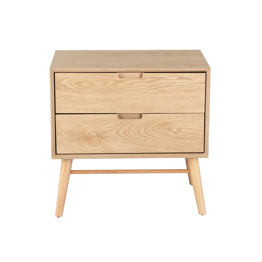 Artiss Bedside Table Drawers Side End Table Storage Cabinet Nightstand Oak GINO FUR-T-BS02-2D-WD