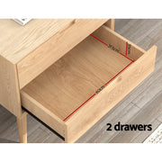 Artiss Bedside Table Drawers Side End Table Storage Cabinet Nightstand Oak GINO FUR-T-BS02-2D-WD