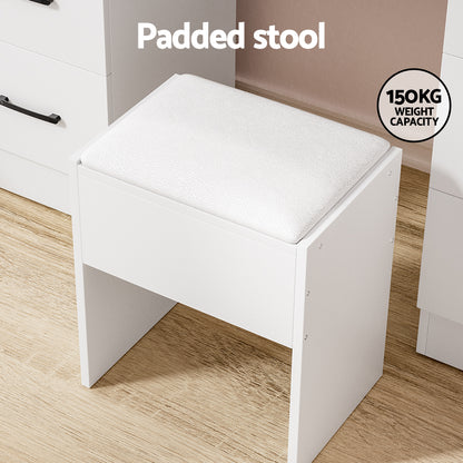 Artiss Dressing Table Set Stool 10 Led Bulbs White Debbie FUR-T-DRESS07-LED-WH-ABC