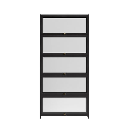Artiss 5-Tier Display Cabinet Storage Bookshelf Clear Shelf Black FUR-T-DSHELF-03-BK