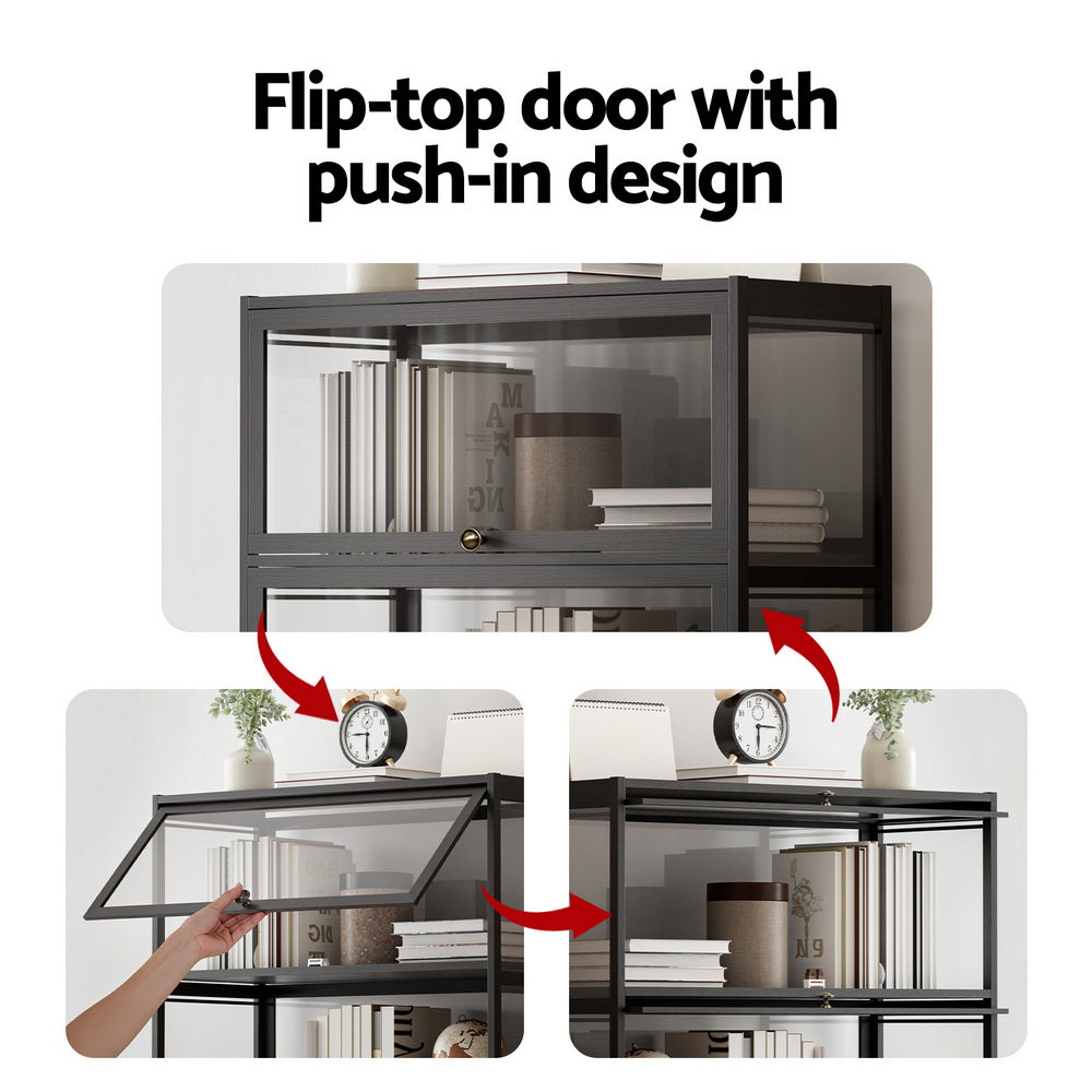 Artiss 5-Tier Display Cabinet Storage Bookshelf Clear Shelf Black FUR-T-DSHELF-03-BK