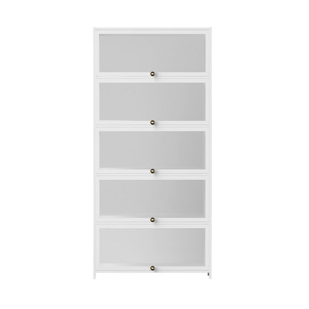 Artiss 5-Tier Display Cabinet Storage Bookshelf Clear Shelf White FUR-T-DSHELF-03-WH