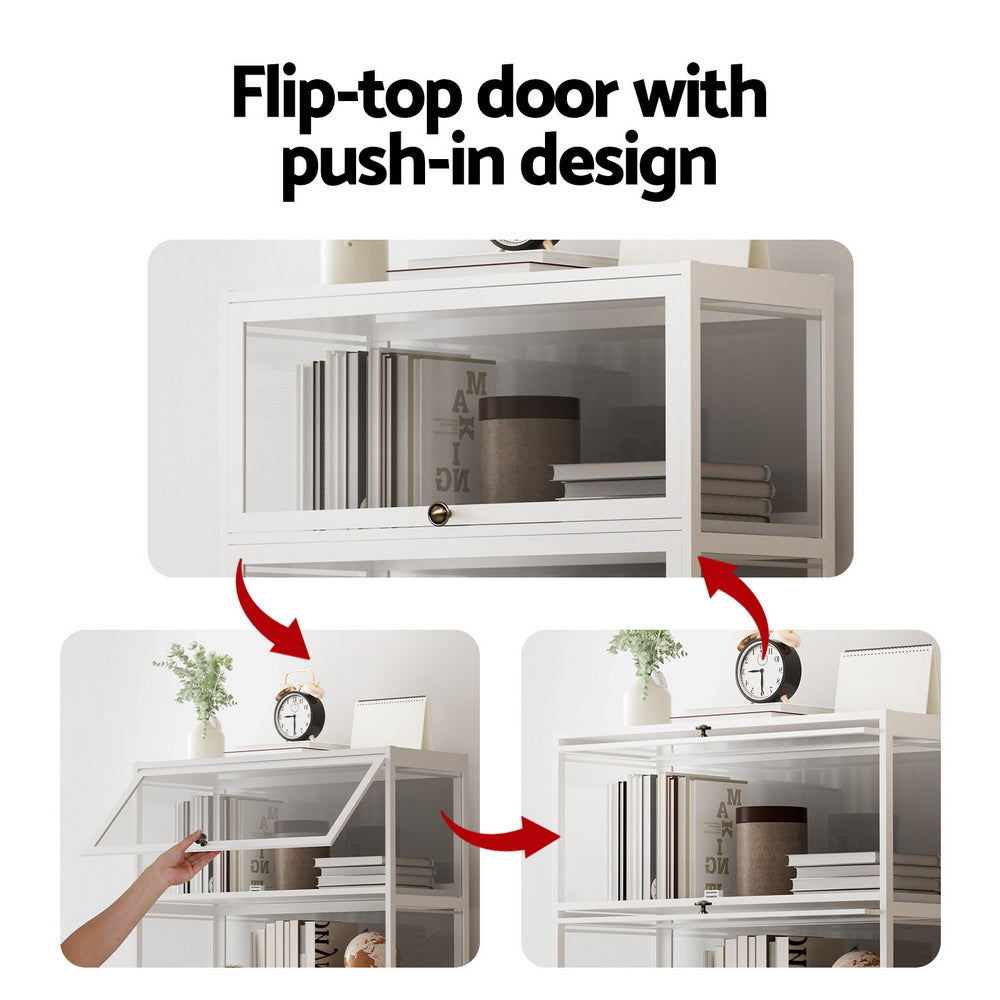 Artiss 5-Tier Display Cabinet Storage Bookshelf Clear Shelf White FUR-T-DSHELF-03-WH
