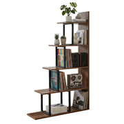 Artiss 5 Tiers Bookshelf Ladder Corner Shelf Bookcase Walnut FUR-T-LSHLEF-5T-WD