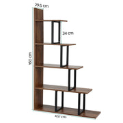 Artiss 5 Tiers Bookshelf Ladder Corner Shelf Bookcase Walnut FUR-T-LSHLEF-5T-WD