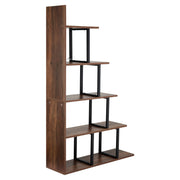 Artiss 5 Tiers Bookshelf Ladder Corner Shelf Bookcase Walnut FUR-T-LSHLEF-5T-WD