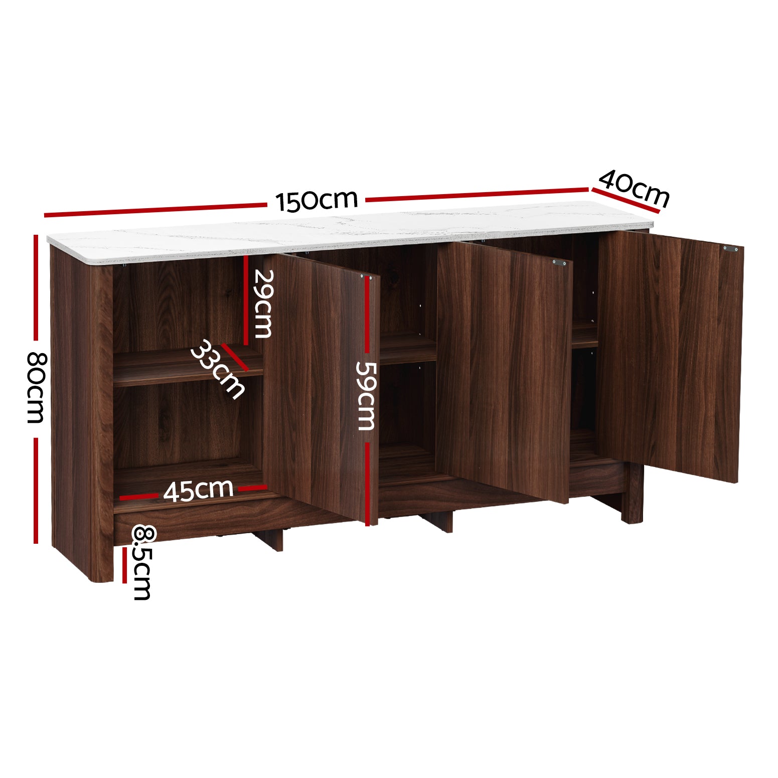 Artiss Buffet Sideboard Cabinet Marble Style Tabletop FUR-T-SID-03-WAL-ABC