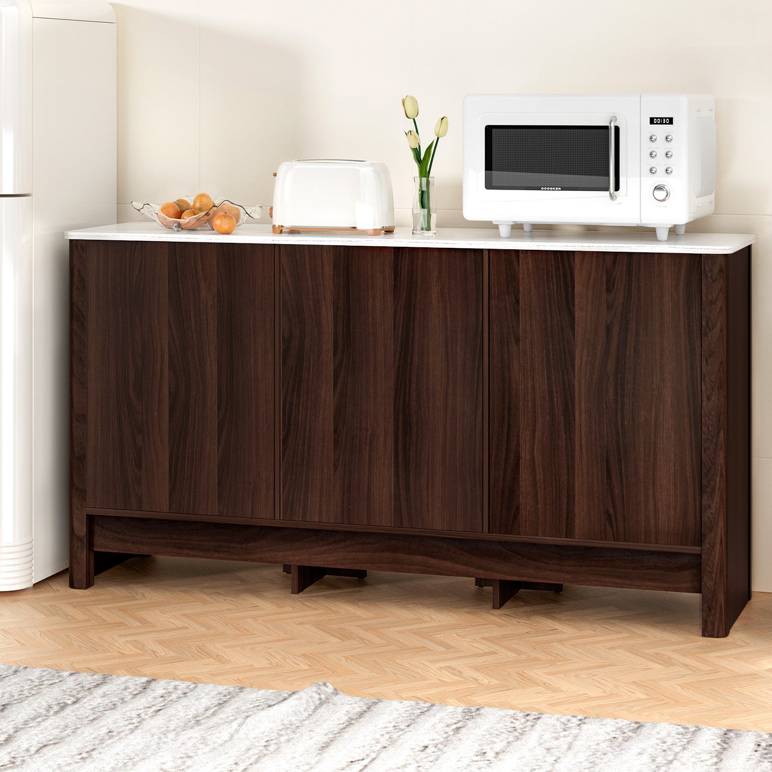 Artiss Buffet Sideboard Cabinet Marble Style Tabletop FUR-T-SID-03-WAL-ABC
