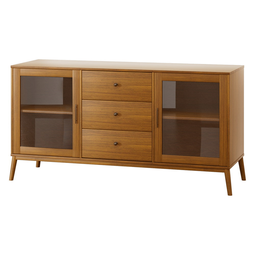 Artiss Buffet Sideboard Glass Doors - Oak FUR-T-SID-04-WD-ABC