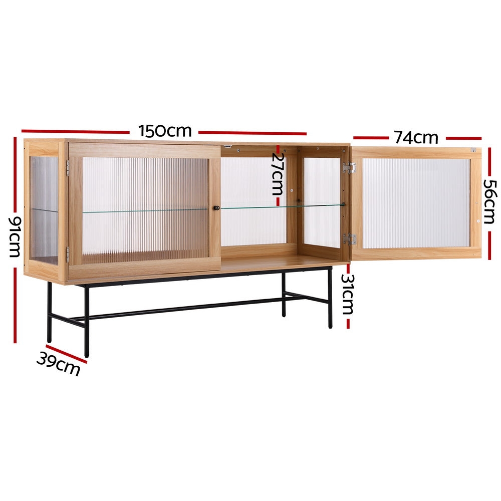 Artiss Buffet Sideboard Double Doors - Oak FUR-T-SID-05-WD-AB