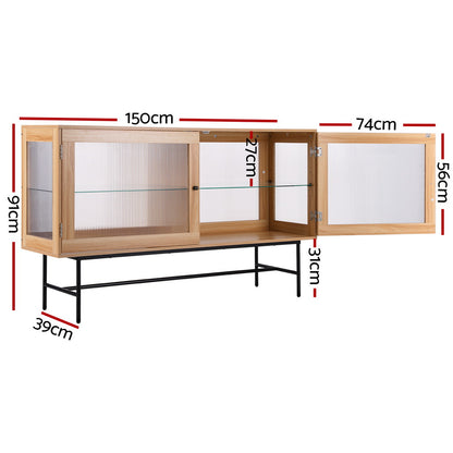 Artiss Buffet Sideboard Double Doors - Oak FUR-T-SID-05-WD-AB