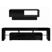 Artiss LED TV Unit & Coffee Table Set Storage Cabinet Black