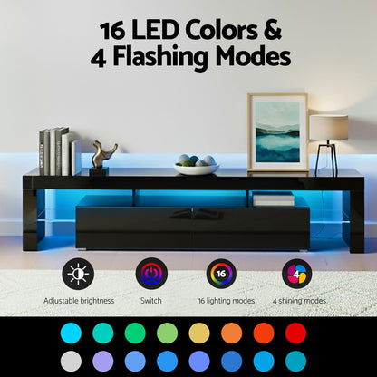 Artiss LED TV Unit & Coffee Table Set Storage Cabinet Black FUR-TV-COF-LED-BK
