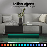 Artiss LED TV Unit & Coffee Table Set Storage Cabinet Black