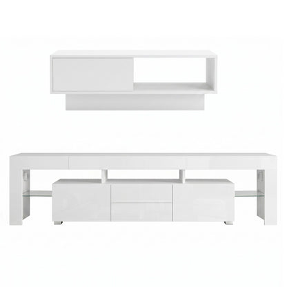 Artiss LED TV Unit & Coffee Table Set Storage Cabinet White FUR-TV-COF-LED-WH