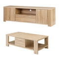 Artiss TV Unit & Coffee Table Set Storage Drawer Pine FUR-TV-COF02-WD