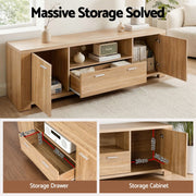 Artiss TV Unit & Coffee Table Set Storage Drawer Pine FUR-TV-COF02-WD