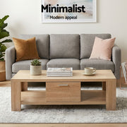 Artiss TV Unit & Coffee Table Set Storage Drawer Pine FUR-TV-COF02-WD