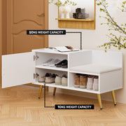 Artiss Shoe Rack Cabinet Bench 6 Pairs White FUR-U-BEN80-WH