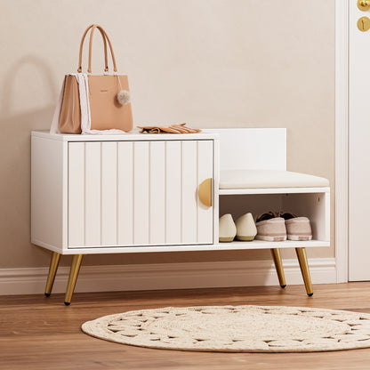 Artiss Shoe Rack Cabinet Bench 6 Pairs White FUR-U-BEN80-WH