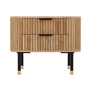 Artiss Bedside Table 2 Drawers Paulownia Wood Pine FUR-U-BS-02-WD