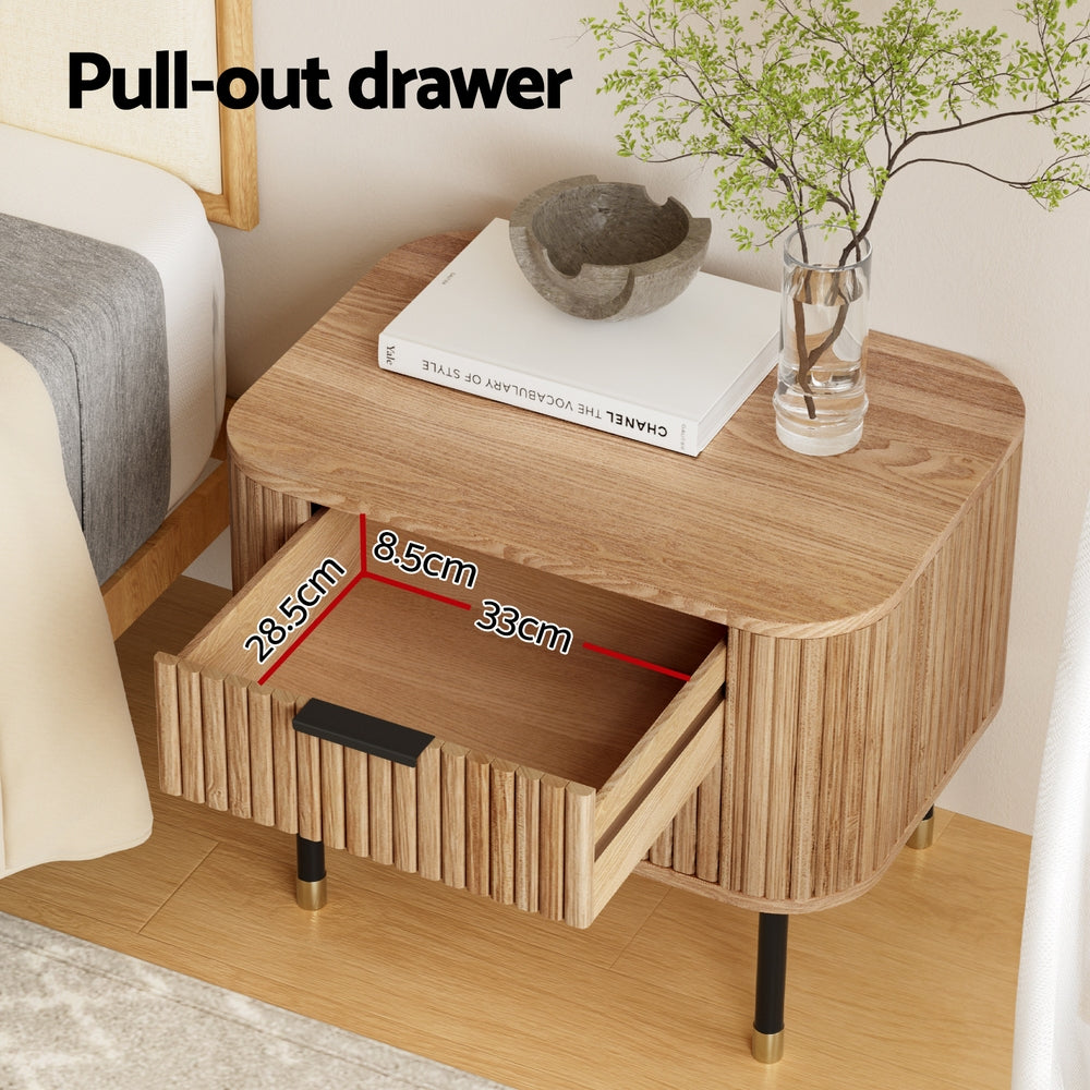 Artiss Bedside Table 2 Drawers Paulownia Wood Pine FUR-U-BS-02-WD