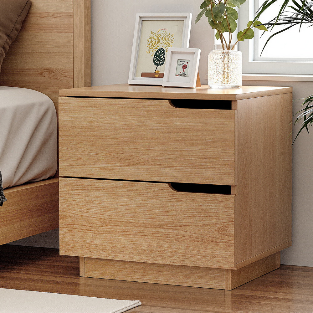 Artiss Bedside Table 2 Drawers Nightstand Pine FUR-U-BS-04-WD