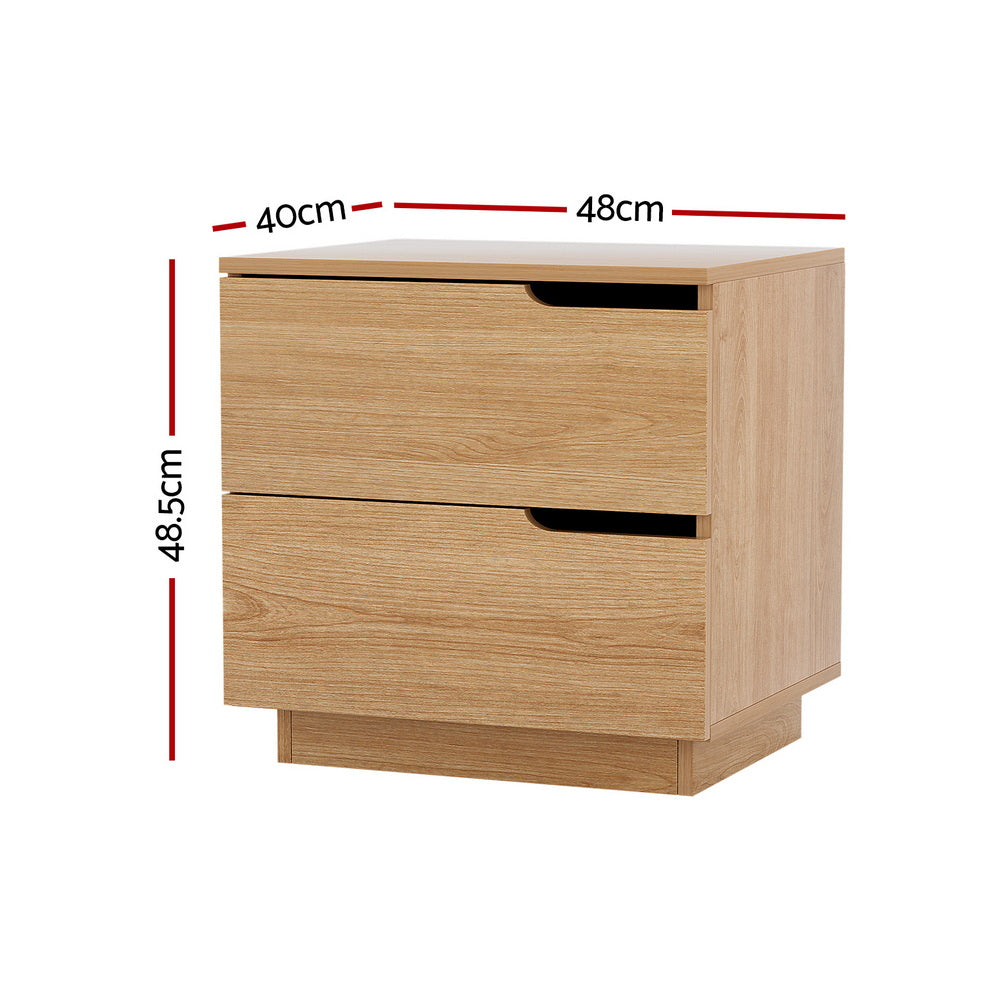 Artiss Bedside Table 2 Drawers Nightstand Pine FUR-U-BS-04-WD