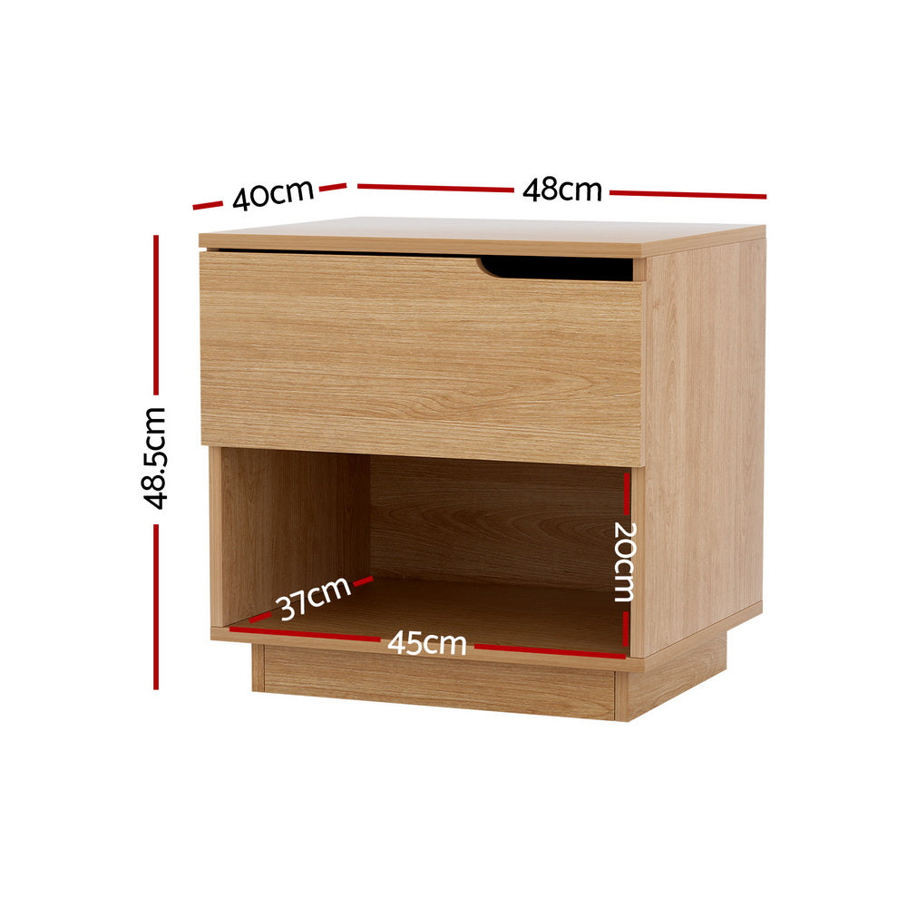 Artiss Bedside Table 1 Drawer 1 Shelf Nightstand Pine FUR-U-BS-05-WD