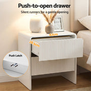 Artiss Bedside Table 2 Drawers - Beige FUR-U-BS-06-BG