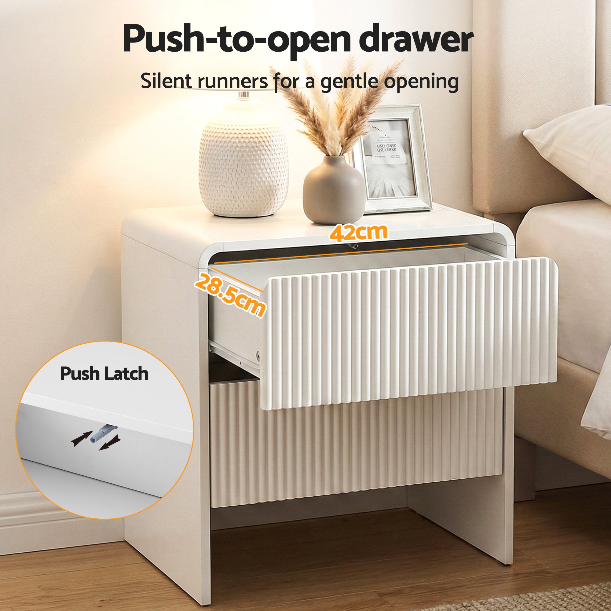 Artiss Bedside Table 2 Drawers - Beige FUR-U-BS-06-BG
