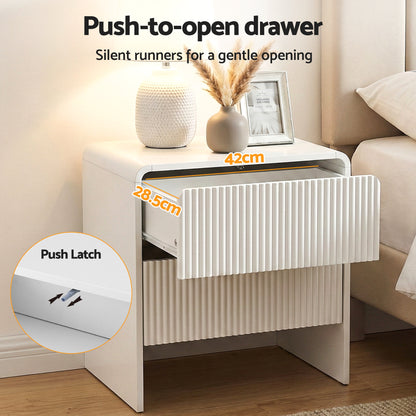 Artiss Bedside Table 2 Drawers - Beige FUR-U-BS-06-BG