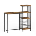 Artiss Industrial Bar Table with Wine Rack Cup Holder Multi-Level Storage 122cm Walnut FUR-U-BTAB-4786-WAL