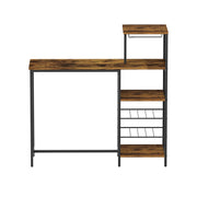 Artiss Industrial Bar Table with Wine Rack Cup Holder Multi-Level Storage 122cm Walnut FUR-U-BTAB-4786-WAL