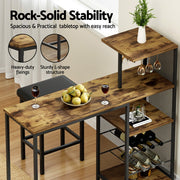 Artiss Industrial Bar Table with Wine Rack Cup Holder Multi-Level Storage 122cm Walnut FUR-U-BTAB-4786-WAL