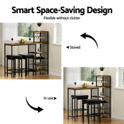 Artiss Industrial Bar Table with Wine Rack Cup Holder Multi-Level Storage 122cm Walnut FUR-U-BTAB-4786-WAL