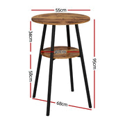 Artiss Industrial Bar Table with 2-Tier Organizer Weather-Resistant MDF Top Steel Frame FUR-U-BTAB-4788-WAL