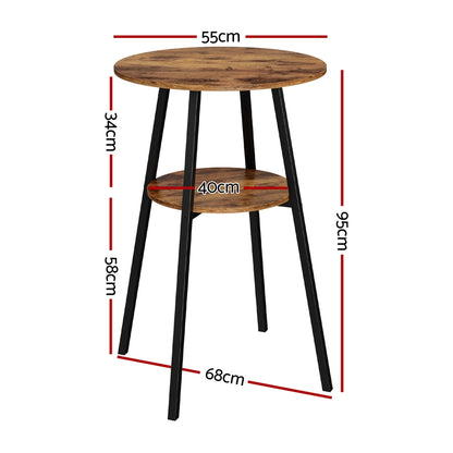 Artiss Industrial Bar Table with 2-Tier Organizer Weather-Resistant MDF Top Steel Frame FUR-U-BTAB-4788-WAL