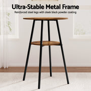 Artiss Industrial Bar Table with 2-Tier Organizer Weather-Resistant MDF Top Steel Frame FUR-U-BTAB-4788-WAL