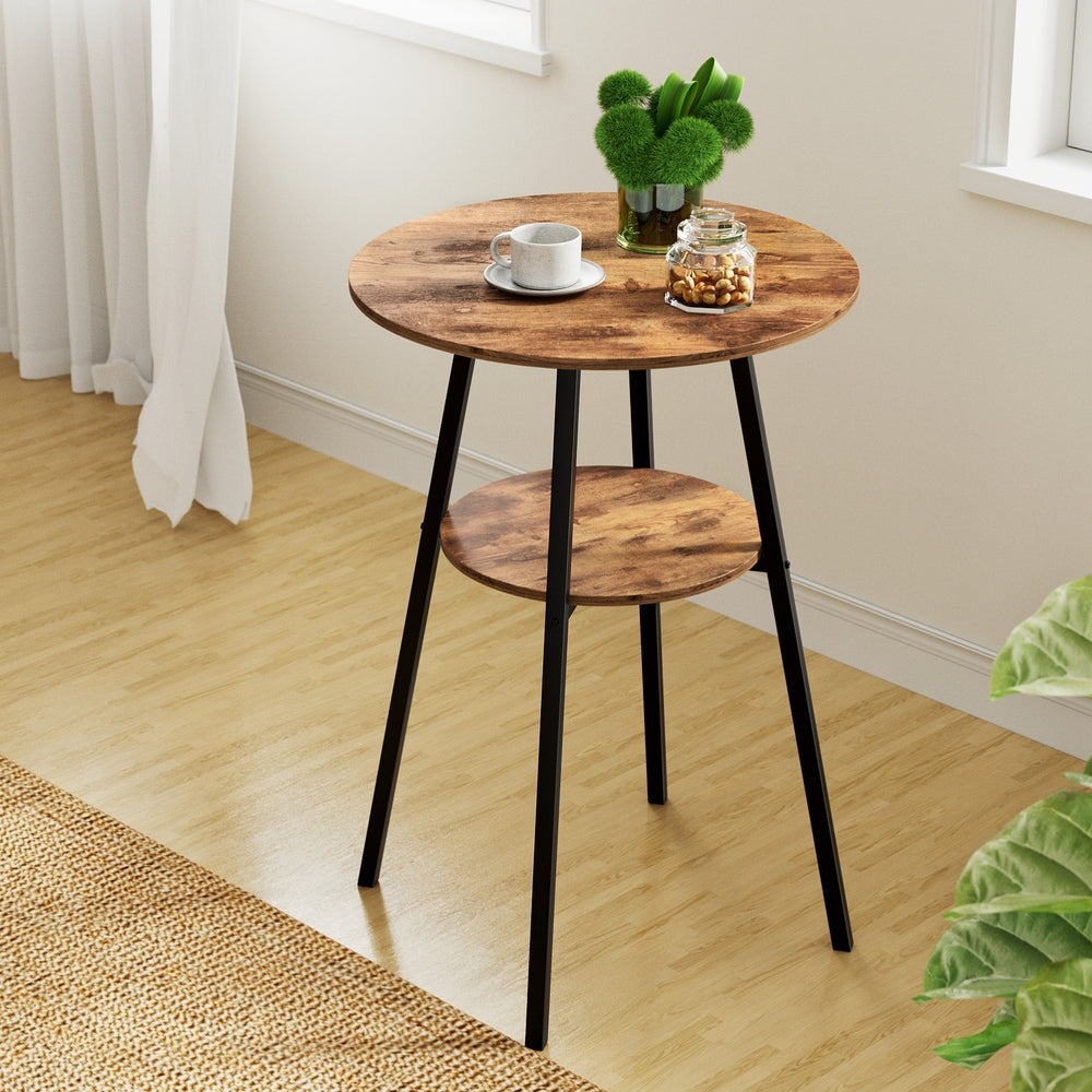 Artiss Industrial Bar Table with 2-Tier Organizer Weather-Resistant MDF Top Steel Frame FUR-U-BTAB-4788-WAL
