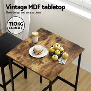 Artiss Bar Table Counter Kitchen Dining Desk Pub 60x92cm Vintage Metal Walnut FUR-U-BTAB-5006-WAL