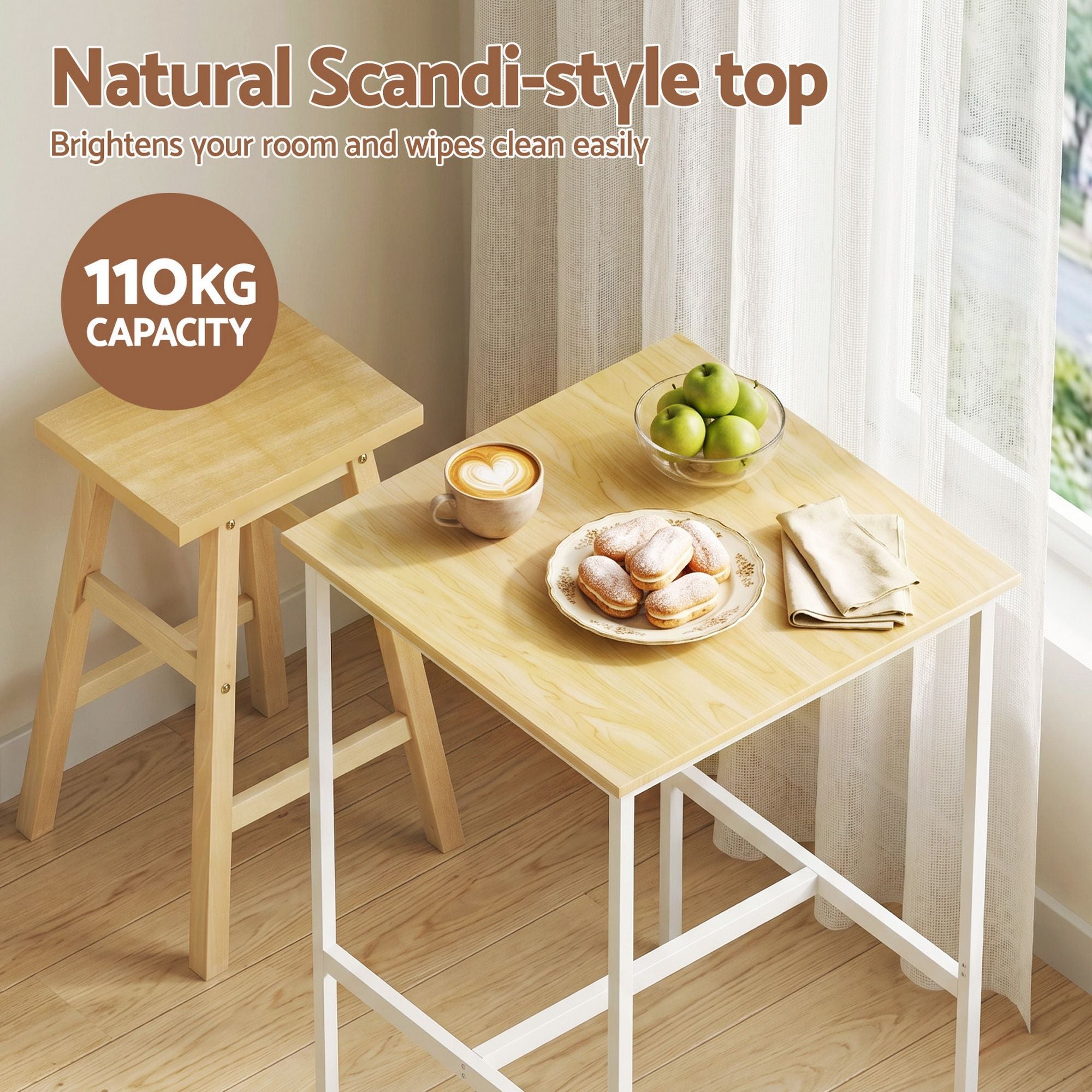 Artiss Bar Table Counter Height Kitchen High Dining Desk Pub 60x92cm Modern Pine FUR-U-BTAB-5006-WD