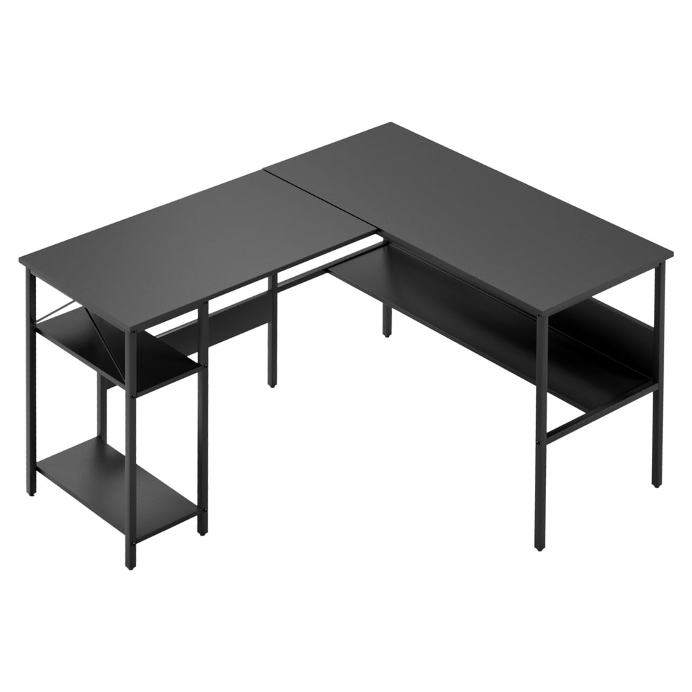 Artiss Computer Desk L shape Home Office Study Table Desks Open Shelf Black FUR-U-CD-MET130-BK