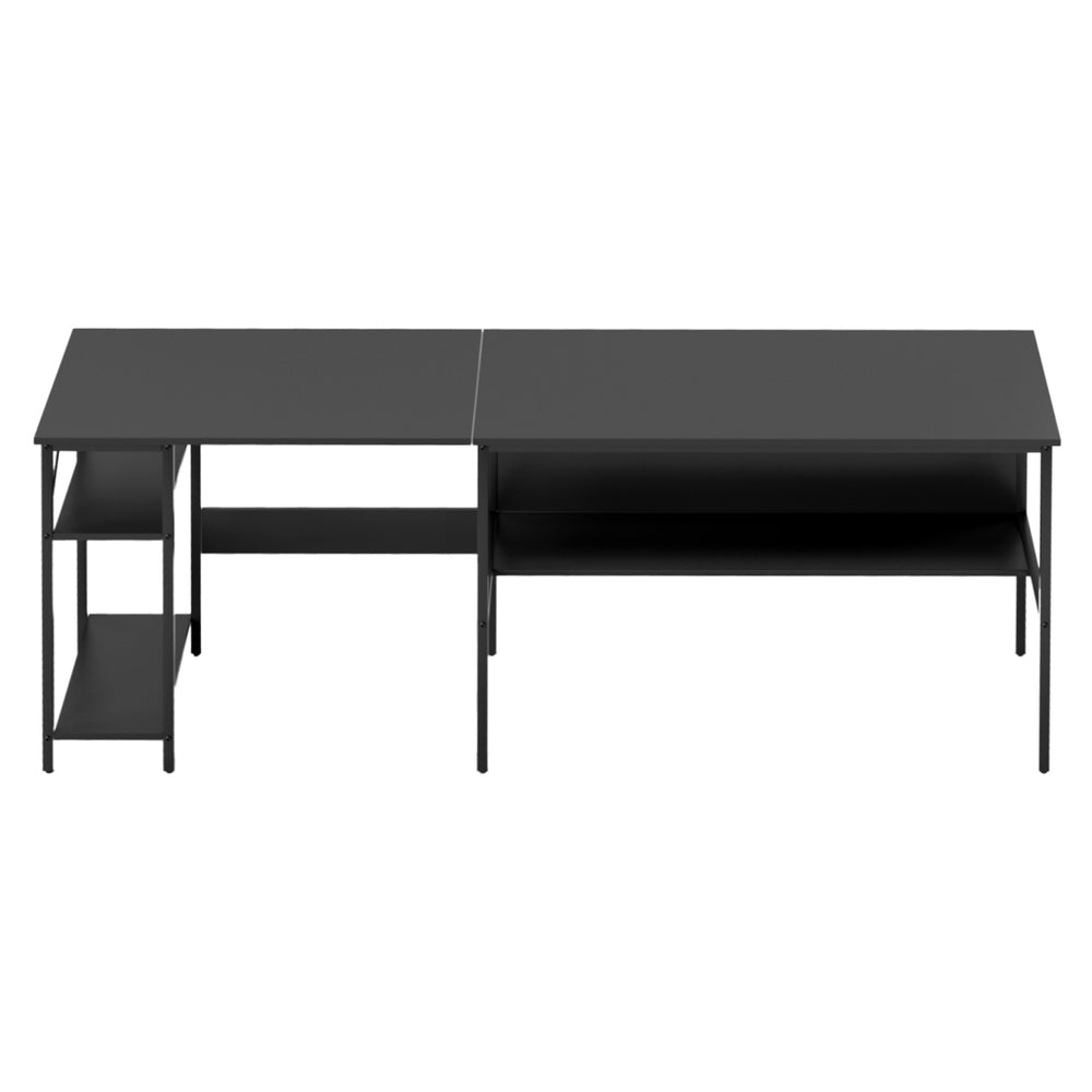 Artiss Computer Desk L shape Home Office Study Table Desks Open Shelf Black FUR-U-CD-MET130-BK
